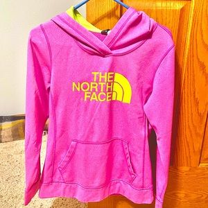 The North Face, women’s sweatshirt size S/P, pink & neon green